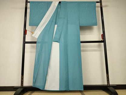 平和屋着物＊夏物 色無地 絽 白群色 洗える着物 AAAZ8520jd