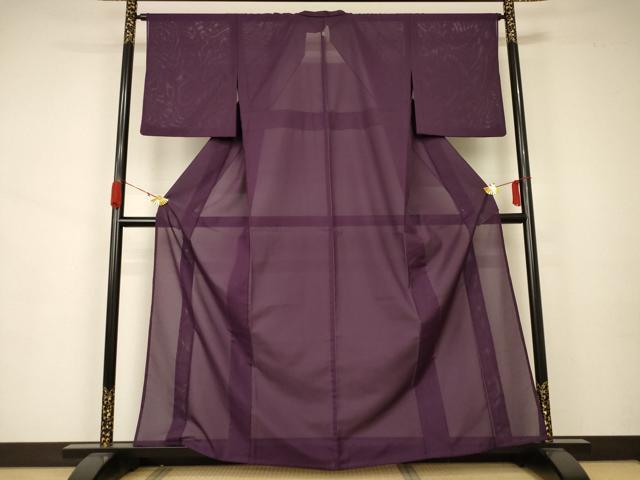 平和屋着物＊夏物 色無地 絽 似せ紫色 洗える着物 AAAZ8523jd