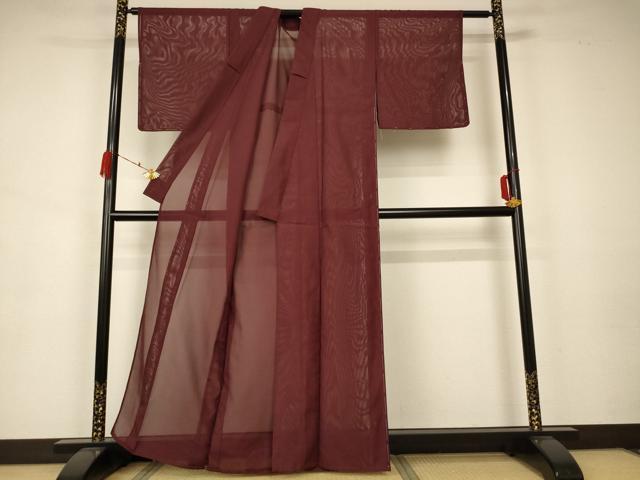平和屋着物＊夏物　色無地　絽　赤褐色　洗える着物　未使用　AAAZ8524jd
