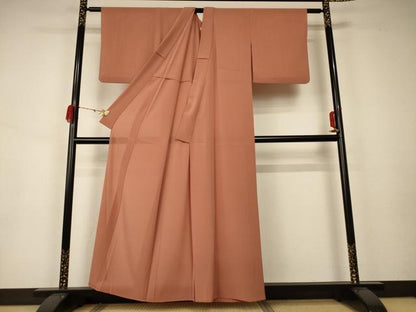 平和屋着物＊夏物 色無地 絽 土器色 洗える着物 AAAZ8527jd