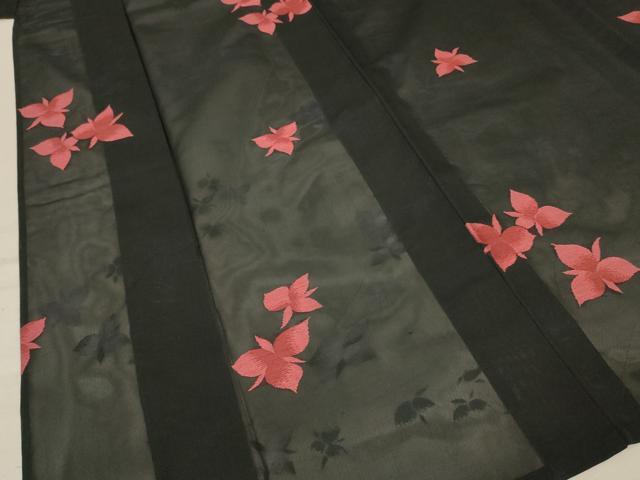 平和屋着物＊夏物 小紋 紗 舞花文 黒地 正絹 逸品 AAAZ8538jd