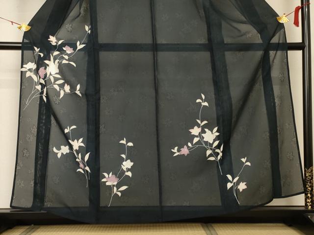 平和屋着物＊夏物 訪問着 絽 草花文 銀彩 正絹 逸品 AAAZ8540jd