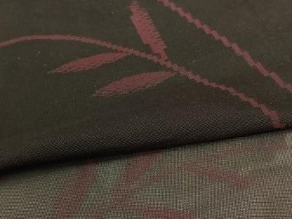 平和屋着物＊夏物 小紋 紗 枝葉文 黒地 正絹 逸品 未使用 AAAZ8544jd