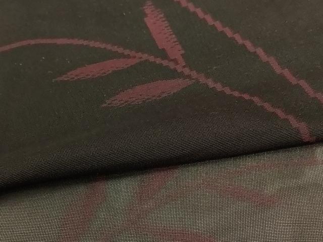 平和屋着物＊夏物 小紋 紗 枝葉文 黒地 正絹 逸品 未使用 AAAZ8544jd