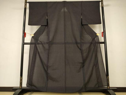 平和屋着物＊夏物 小紋 紗 横段文 銀糸 正絹 逸品 AAAZ8555jd