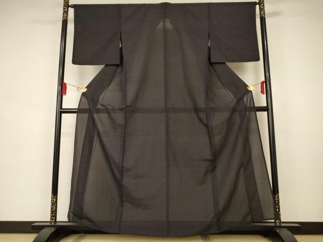 平和屋着物＊夏物 小紋 紗 横段文 銀糸 正絹 逸品 AAAZ8555jd
