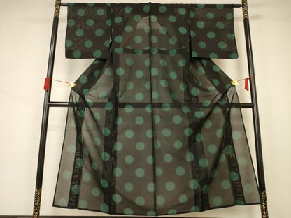 平和屋着物＊夏物 小紋 紗 丸文 正絹 逸品 AAAZ8559jd