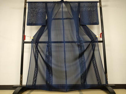 平和屋着物＊夏物 小紋 紗 変わり縞 正絹 逸品 AAAZ8562jd