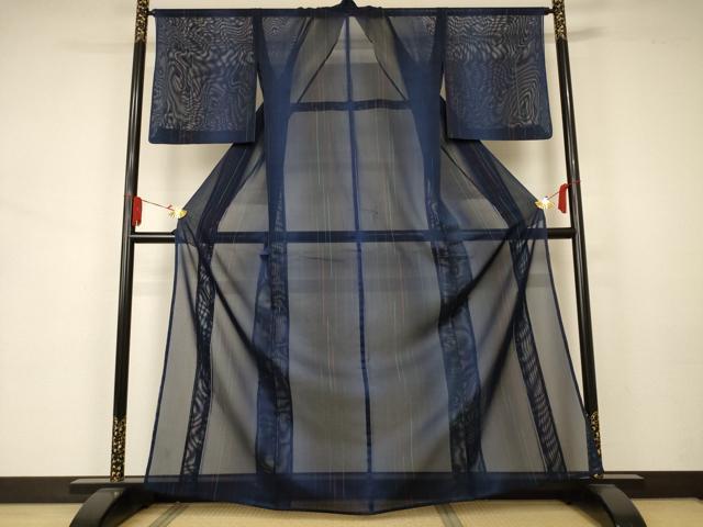 平和屋着物＊夏物 小紋 紗 変わり縞 正絹 逸品 AAAZ8562jd