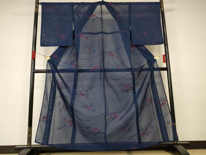平和屋着物＊夏物 小紋 紗 芝花文 正絹 逸品 未使用 AAAZ8564jd