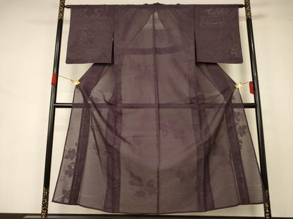 平和屋着物＊夏物 色無地 絽 黒鳶色 正絹 逸品 AAAZ8568jd
