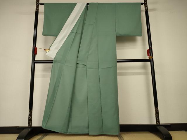 平和屋着物＊夏物 色無地 絽 老竹色 洗える着物 AAAZ8574jd