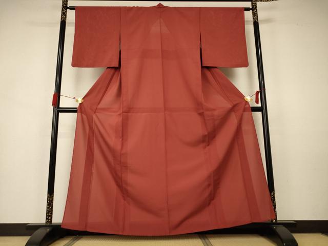 平和屋着物＊夏物 色無地 絽 紅鳶色 洗える着物 AAAZ8578jd