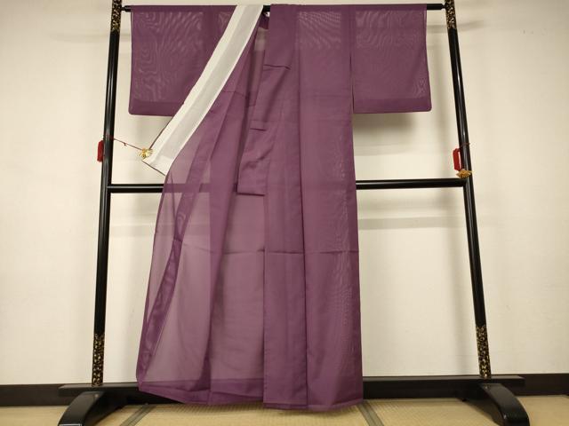 平和屋着物＊夏物 色無地 絽 紫鳶色 洗える着物 AAAZ8581jd