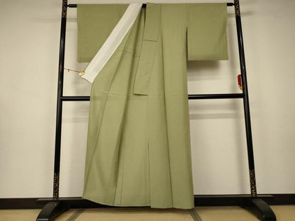 平和屋着物＊夏物 色無地 絽 若葉色 洗える着物 AAAZ8584jd