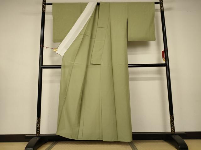 平和屋着物＊夏物 色無地 絽 若葉色 洗える着物 AAAZ8584jd