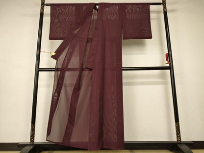 平和屋着物＊夏物 色無地 絽 黒鳶色 洗える着物 AAAZ8585jd