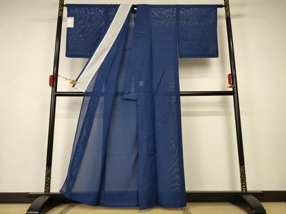 平和屋着物＊夏物 色無地 絽 青藍色 洗える着物 未使用 AAAZ8587jd