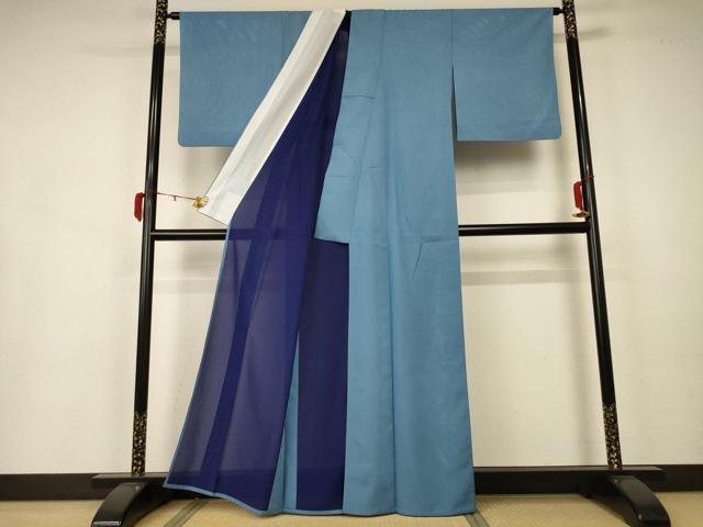平和屋着物＊夏物 色無地 絽 錆御納戸色 洗える着物 AAAZ8589jd