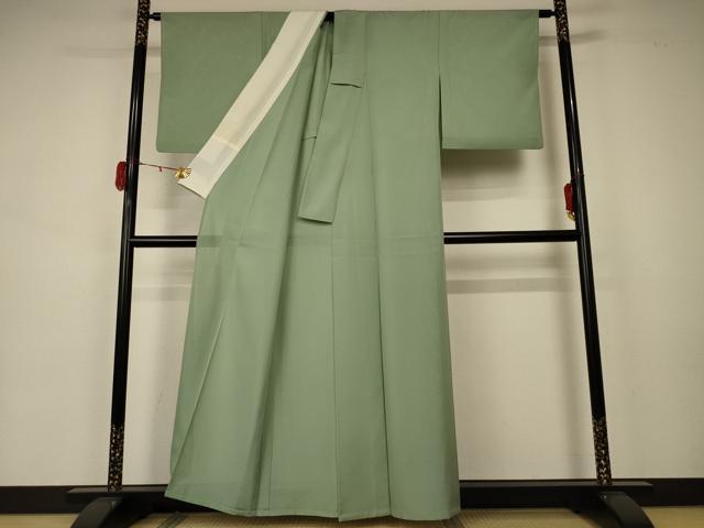 平和屋着物＊夏物 色無地 絽 若葉色 洗える着物 AAAZ8592jd