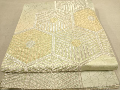 平和屋着物◎六通柄袋帯　亀甲花文　金銀糸　正絹　逸品　AAAZ8679dt
