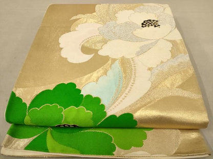 平和屋着物◎六通柄袋帯　唐織　草花文　金銀糸　正絹　逸品　AAAZ8684dt