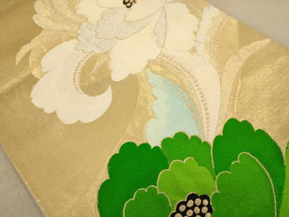 平和屋着物◎六通柄袋帯　唐織　草花文　金銀糸　正絹　逸品　AAAZ8684dt