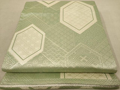 平和屋着物◎佐賀錦　全通柄袋帯　亀甲文　銀糸　正絹　逸品　AAAZ8689dt