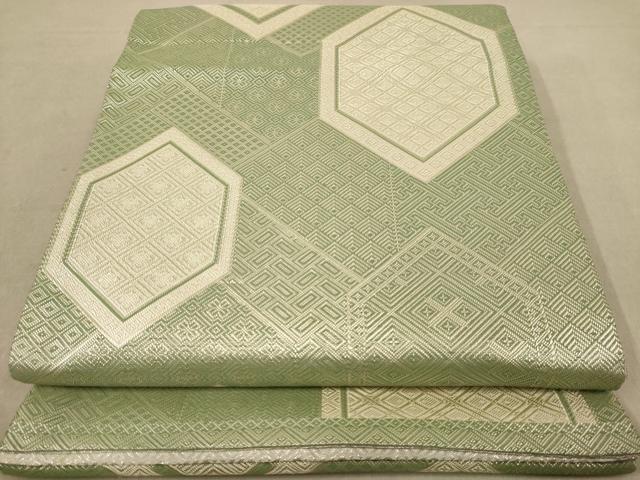 平和屋着物◎佐賀錦　全通柄袋帯　亀甲文　銀糸　正絹　逸品　AAAZ8689dt