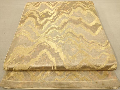 平和屋着物◎六通柄袋帯　流水文　金糸　正絹　逸品　AAAZ8693dt
