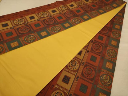 平和屋着物◎全通柄袋帯　市松花文　正絹　逸品　AAAZ8702dt