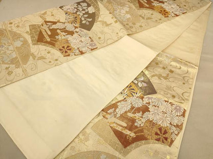 平和屋着物◎九百佐賀錦　六通柄袋帯　光悦　唐織　花車文　金糸　正絹　逸品　AAAZ8708dt