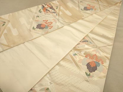 平和屋着物◎六通柄袋帯　唐織　花鳥文　金銀糸　正絹　逸品　AAAZ8715dt