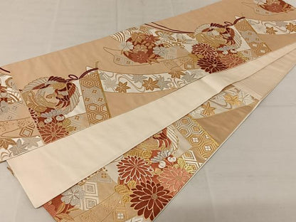 平和屋着物◎六通柄袋帯　唐織　鳳凰花文　金糸　正絹　逸品　AAAZ8816mw