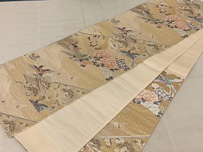 平和屋着物◎六通柄袋帯　唐織　花鳥文　金糸　正絹　逸品　AAAZ8835mw