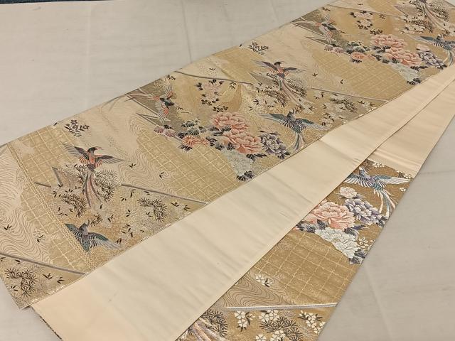 平和屋着物◎六通柄袋帯　唐織　花鳥文　金糸　正絹　逸品　AAAZ8835mw