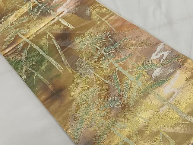 平和屋着物◎六通柄袋帯 松 金糸 引箔 正絹 逸品 AAAZ8845mw
