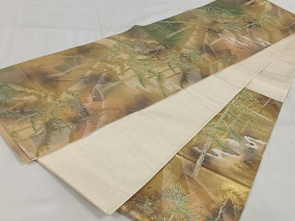平和屋着物◎六通柄袋帯 松 金糸 引箔 正絹 逸品 AAAZ8845mw