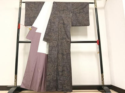 平和屋着物●本場大島紬　カタス9マルキ　草花文　正絹　逸品　AAAZ8852ph