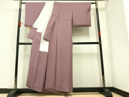 平和屋着物●上質な色無地 霞地紋 鴇浅葱色 正絹 逸品 AAAZ8869ph