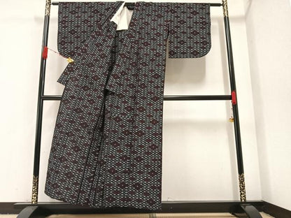 平和屋着物●久留米絣 単衣 菱文 綿 逸品 AAAZ8872ph
