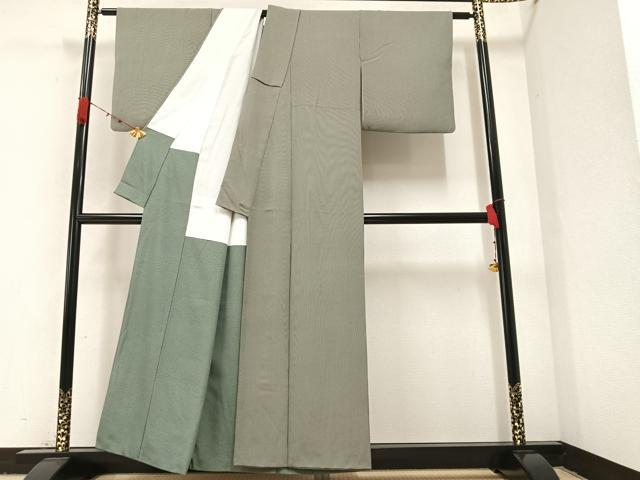 平和屋着物●江戸小紋　万筋　憲法色×砂色　正絹　逸品　AAAZ8894ph