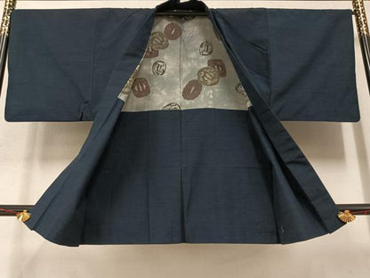 平和屋着物●男性　紬　アンサンブル　色無地　褐返し色　正絹　逸品　AAAZ8902ph