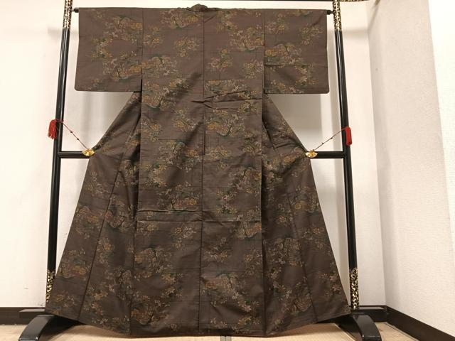平和屋着物●本場大島紬　一元絣　草花文　正絹　逸品　AAAZ8910ph