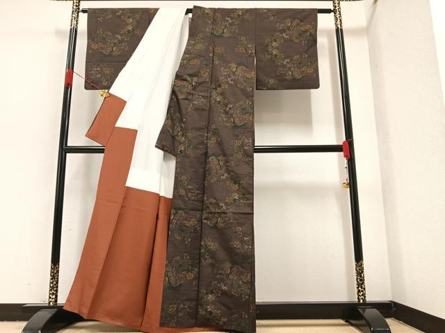 平和屋着物●本場大島紬　一元絣　草花文　正絹　逸品　AAAZ8910ph