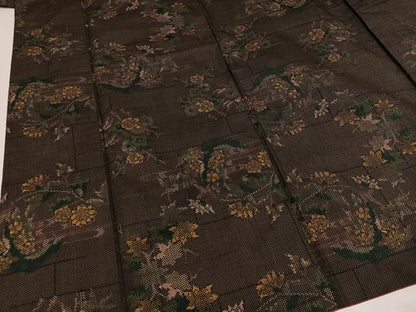 平和屋着物●本場大島紬　一元絣　草花文　正絹　逸品　AAAZ8910ph