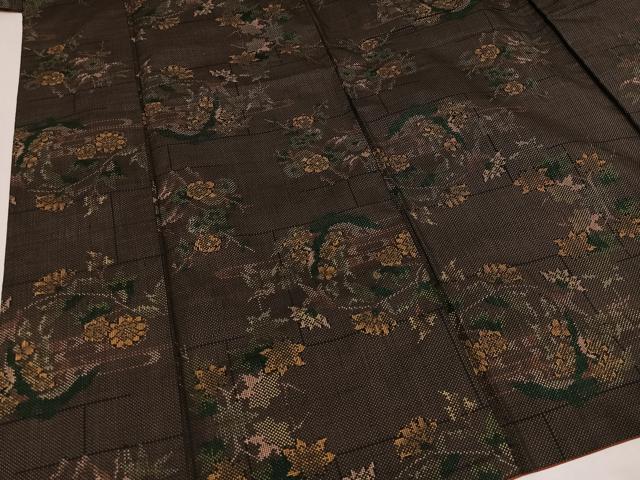 平和屋着物●本場大島紬　一元絣　草花文　正絹　逸品　AAAZ8910ph