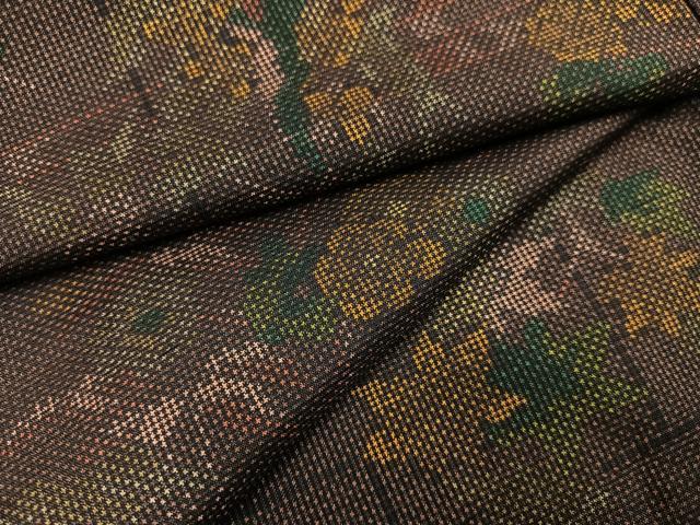 平和屋着物●本場大島紬　一元絣　草花文　正絹　逸品　AAAZ8910ph