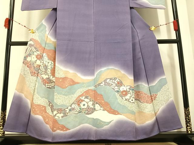平和屋着物●訪問着　草花文　暈し染め　金彩　正絹　逸品　AAAZ8919ph