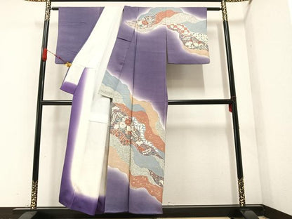 平和屋着物●訪問着　草花文　暈し染め　金彩　正絹　逸品　AAAZ8919ph